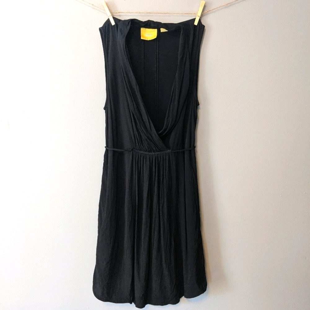 Maeve Liban Shawl Tie Waist Midi Dress Black MP